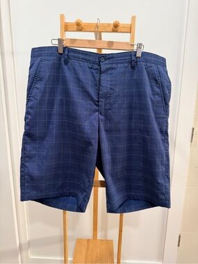 Sunice Navy Windowpane Flat-Front Shorts